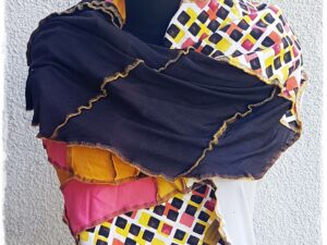 Unikaten oranžno - rjav pisan šal