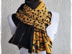 Unikaten črno-rumen šal različni vzorci