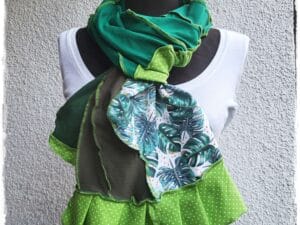 Unikaten zelen šal z monstero