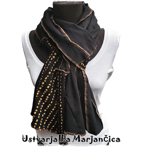 Šal črn z rumenimi geometrijskimi liki