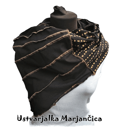 Šal črn z rumenimi geometrijskimi liki - slika 2